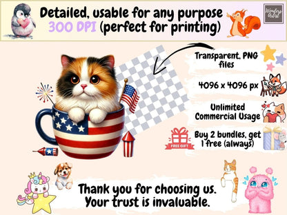 4th of July Cats Clipart 4th of july cats - Wonders Artist