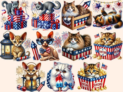 4th of July Cats (P2) Clipart 4th of july cats - Wonders Artist