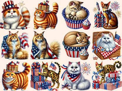 4th of July Cats (P2) Clipart 4th of july cats - Wonders Artist