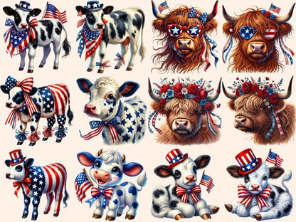 4th of July Cows Clipart 4th of july cows - Wonders Artist