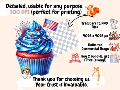 4th of July Cupcakes Clipart 4th of July clip art - Wonders Artist