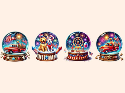 4th of July Globes Clipart 4th of july globes america globe art fireworks globe png - WondersArtist