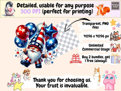 4th of July Gnomes (P1) Clipart 4th of july clipart - Wonders Artist