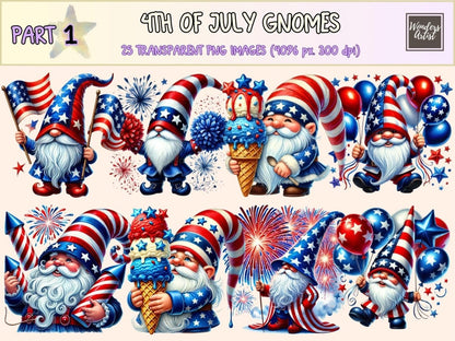 4th of July Gnomes (P1) Clipart 4th of july clipart - Wonders Artist