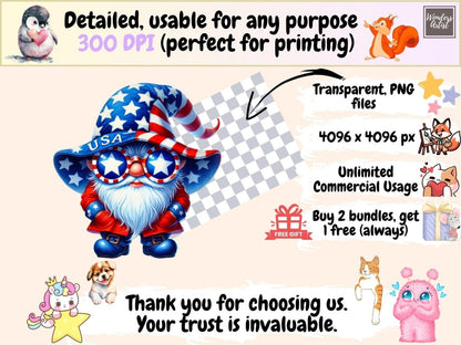 4th of July Gnomes (P2) Clipart 4th of july clipart - Wonders Artist