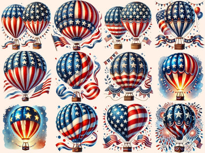 4th of July Hot Air Balloons Clipart 4th of july png - Wonders Artist