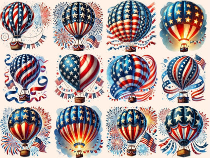 4th of July Hot Air Balloons Clipart 4th of july png - Wonders Artist