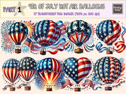 4th of July Hot Air Balloons Clipart 4th of july png - Wonders Artist