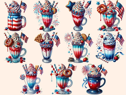 4th of July Milkshakes (P1) Clipart 4th of july png - Wonders Artist
