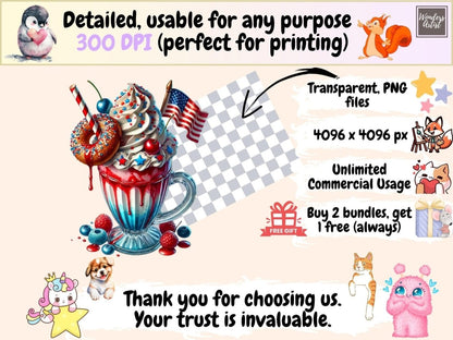 4th of July Milkshakes (P1) Clipart 4th of july png - Wonders Artist