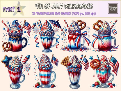 4th of July Milkshakes (P1) Clipart 4th of july png - Wonders Artist