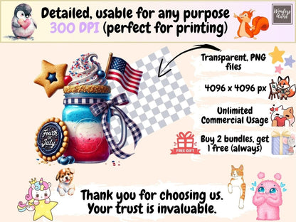 4th of July Milkshakes (P2) Clipart 4th of july png - Wonders Artist