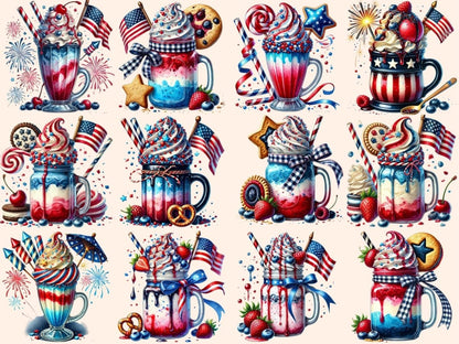 4th of July Milkshakes (P2) Clipart 4th of july png - Wonders Artist