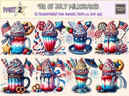 4th of July Milkshakes (P2) Clipart 4th of july png - Wonders Artist