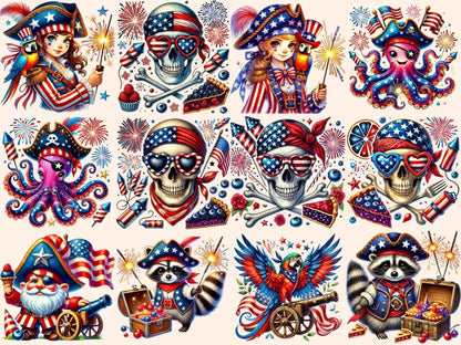 4th of July Pirates Clipart 4th of july clipart 4th of july png american pirate art - WondersArtist
