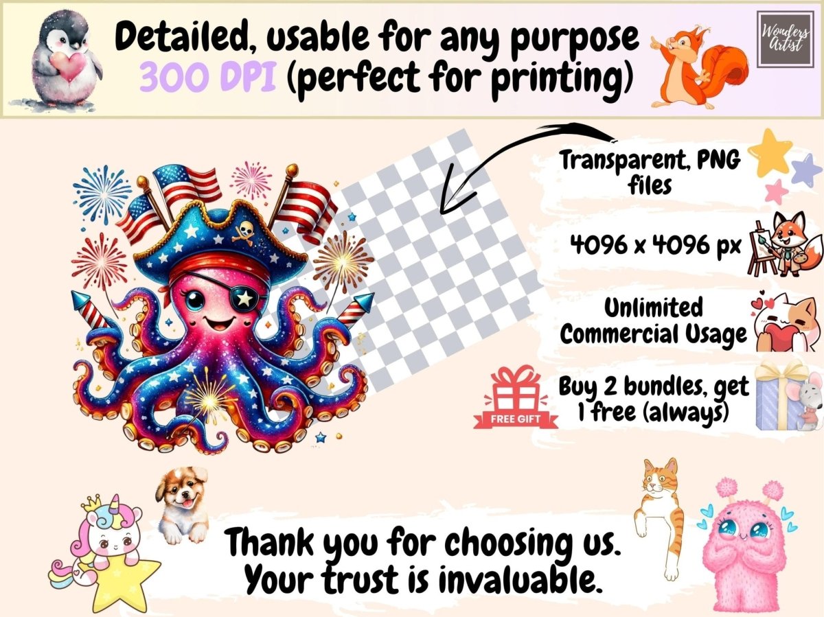 4th of July Pirates Clipart 4th of july clipart 4th of july png american pirate art - WondersArtist