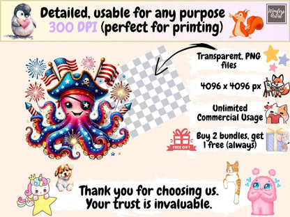 4th of July Pirates Clipart 4th of july clipart 4th of july png american pirate art - WondersArtist