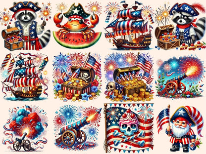 4th of July Pirates Clipart 4th of july clipart 4th of july png american pirate art - WondersArtist