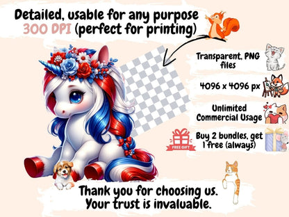 4th of July Unicorns Clipart 4th of July clip art - Wonders Artist