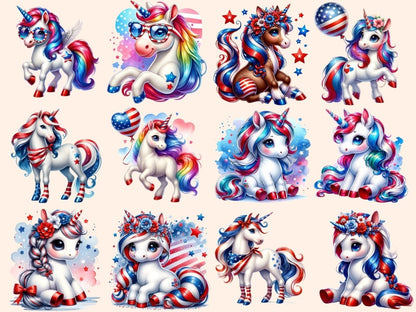 4th of July Unicorns Clipart 4th of July clip art - Wonders Artist