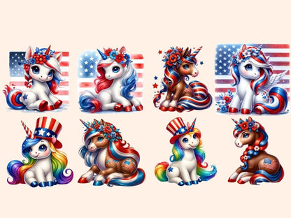 4th of July Unicorns Clipart 4th of July clip art - Wonders Artist