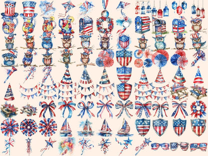 4th of July Watercolor Clipart 4 july clipart - Wonders Artist