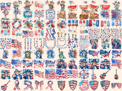4th of July Watercolor Clipart 4 july clipart - Wonders Artist