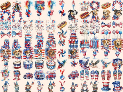 4th of July Watercolor Clipart 4 july clipart - Wonders Artist