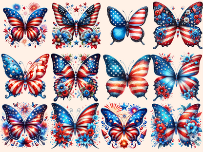 4th of July Butterflies Clipart