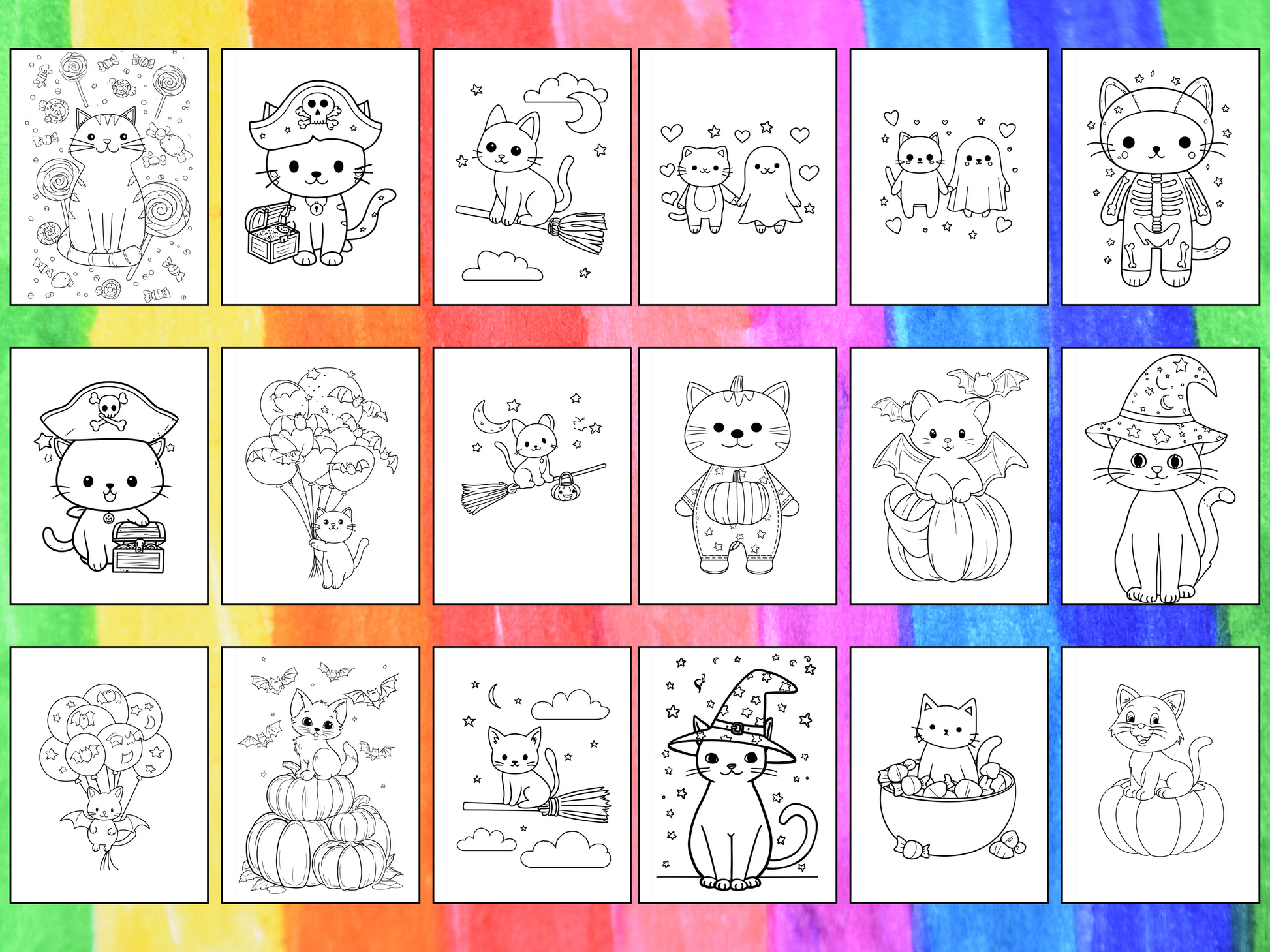 Halloween Cats coloring pages