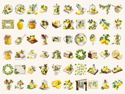 Lemon Kitchen Watercolor Clipart