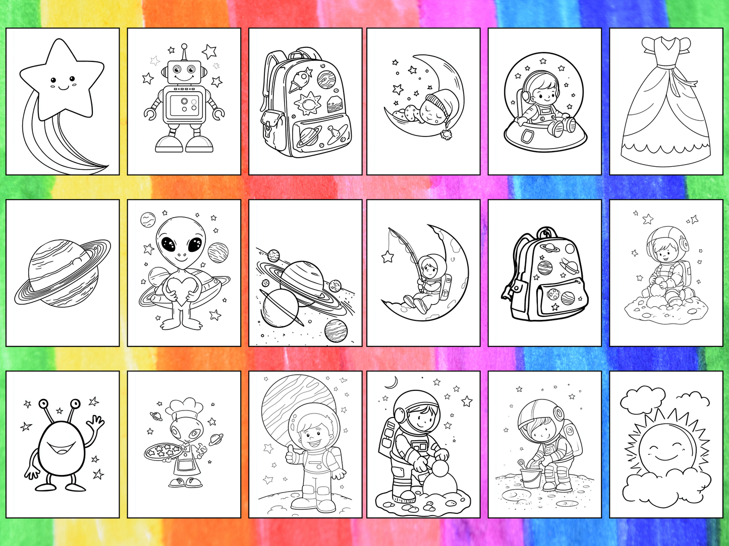 Space Kids coloring pages