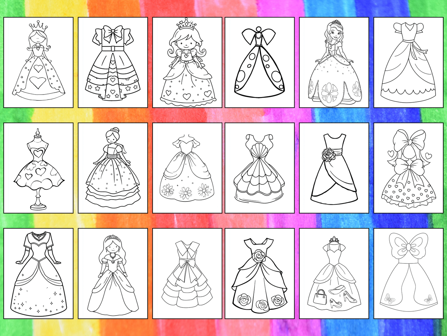 Princess Dresses coloring pages