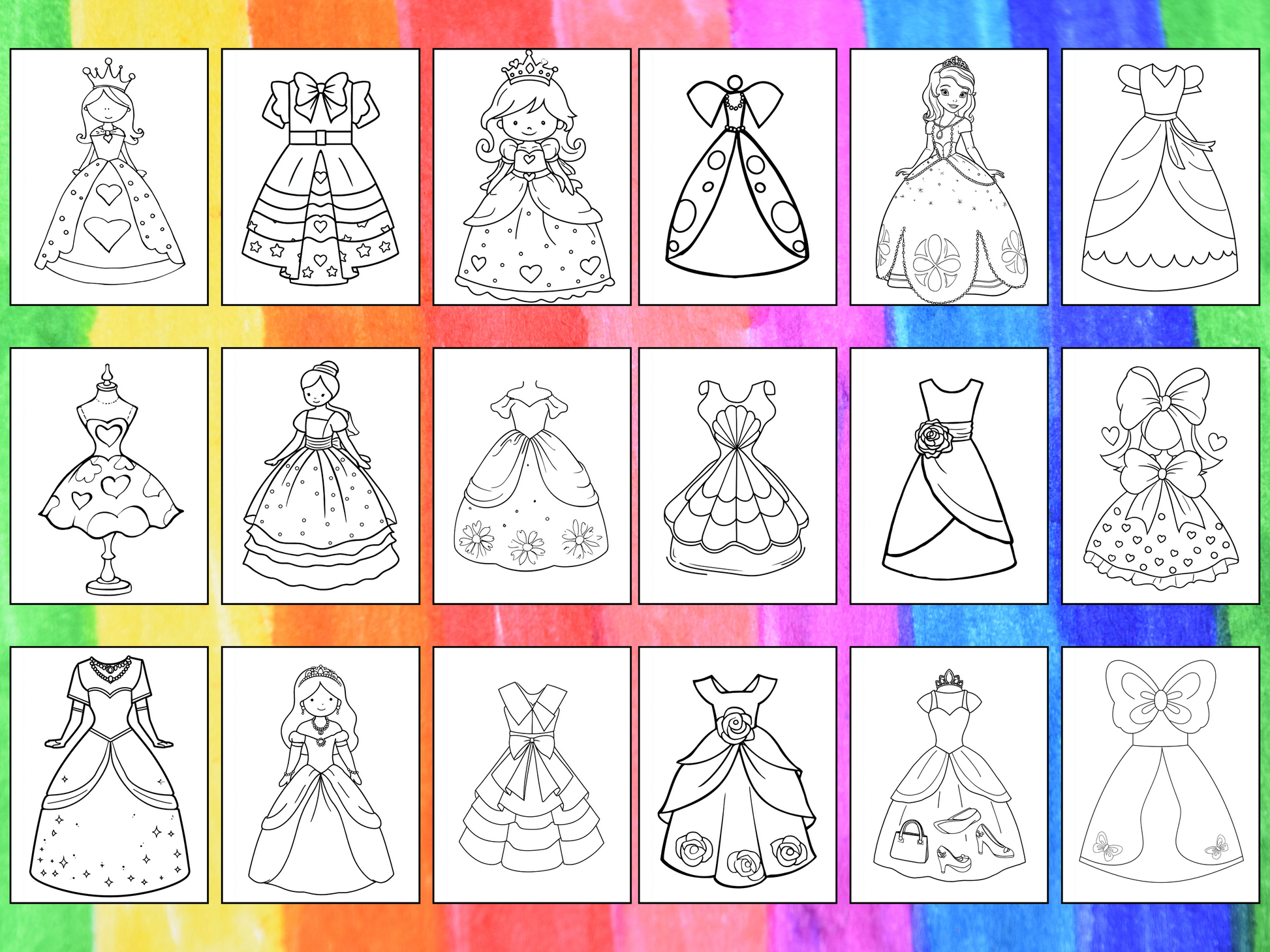 Princess Dresses coloring pages