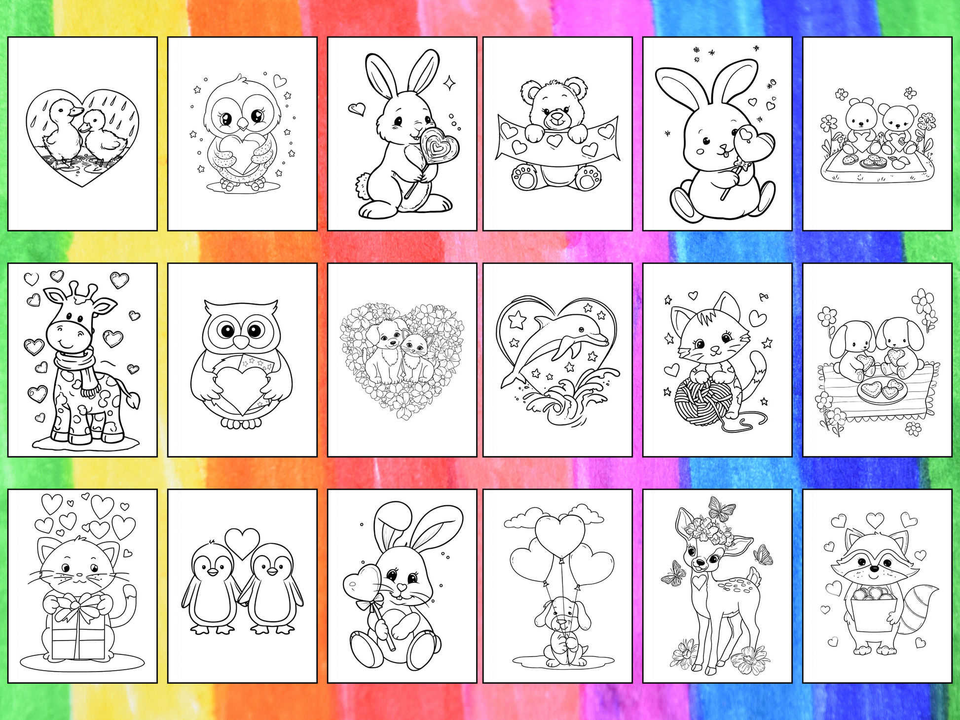 Valentine Animals coloring pages