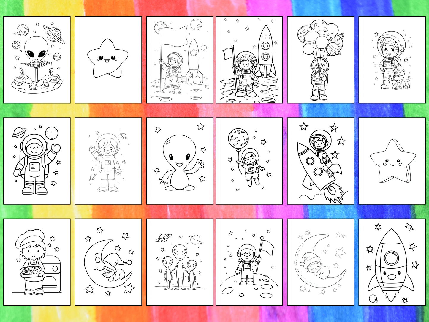 Space Kids coloring pages