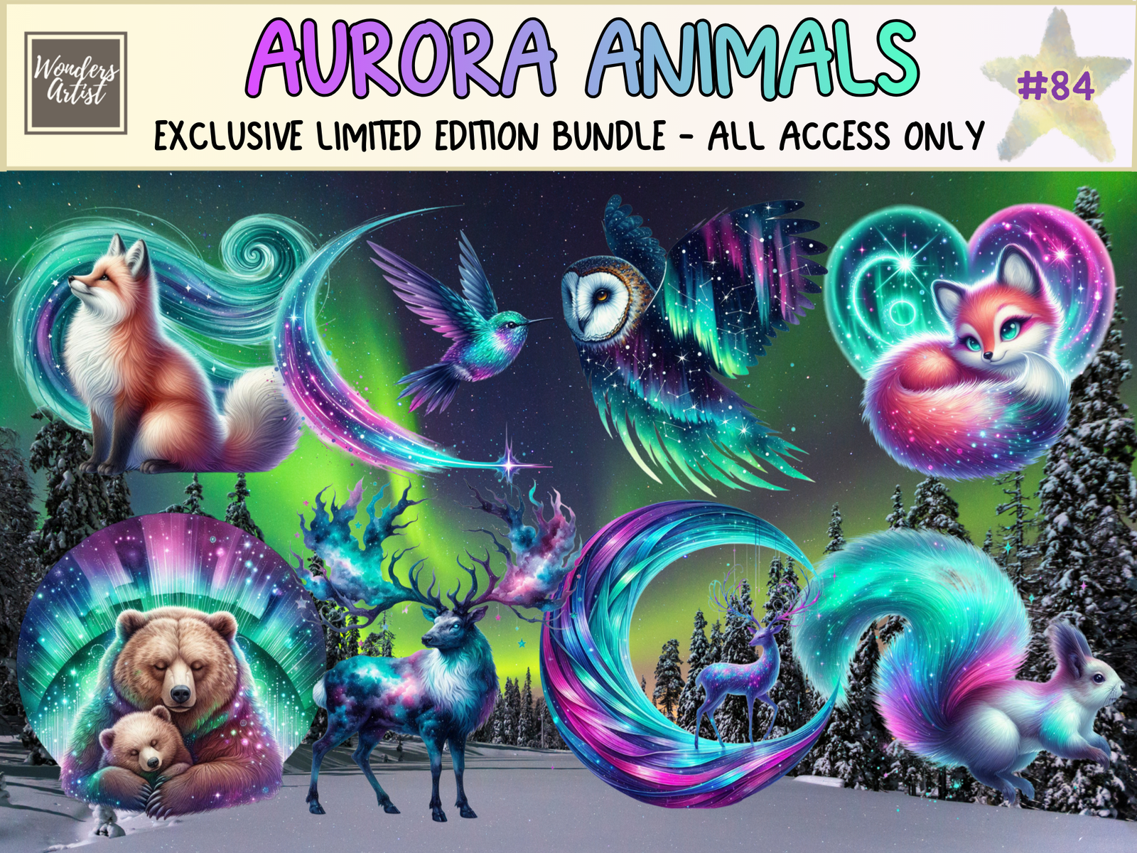 Aurora Animals Clipart (LIMITED EDITION) image 1