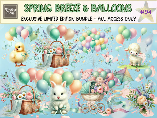 Spring Breeze & Balloons Clipart (LIMITED EDITION)