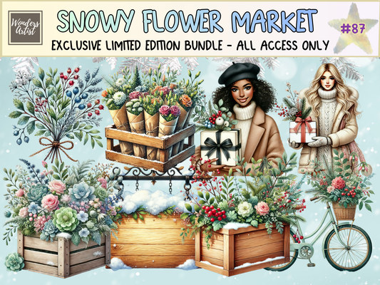 Snowy Flower Market Clipart (LIMITED EDITION)