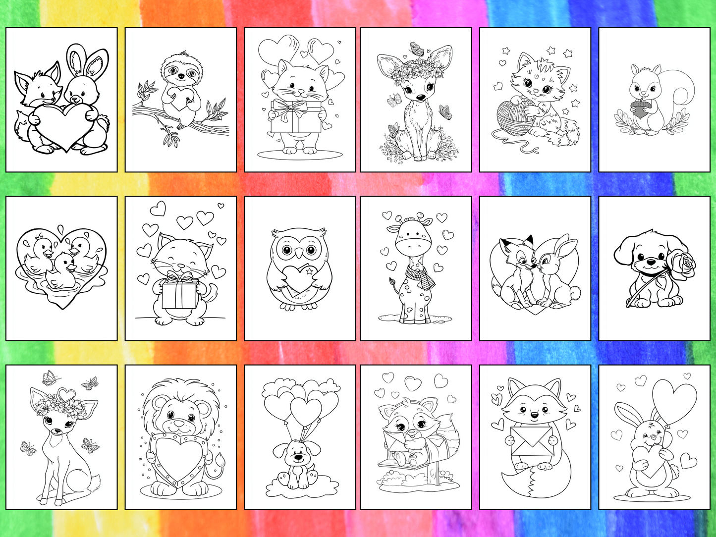 Valentine Animals coloring pages