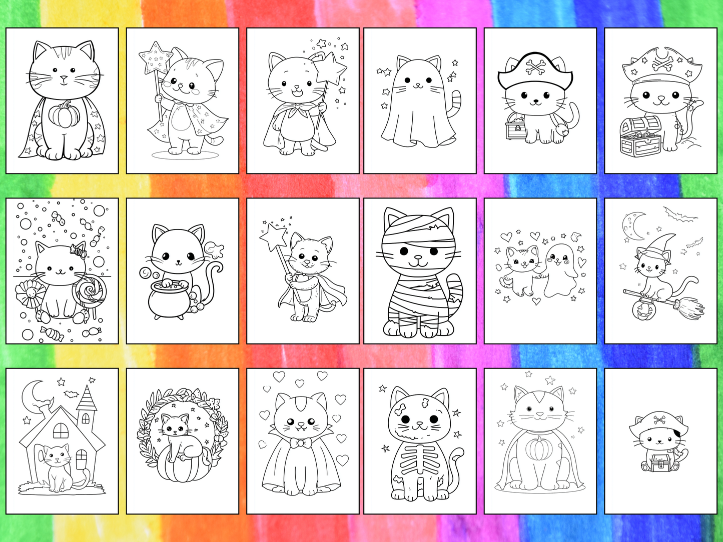 Halloween Cats coloring pages