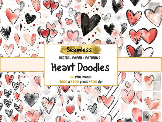 Heart Doodles Digital Paper