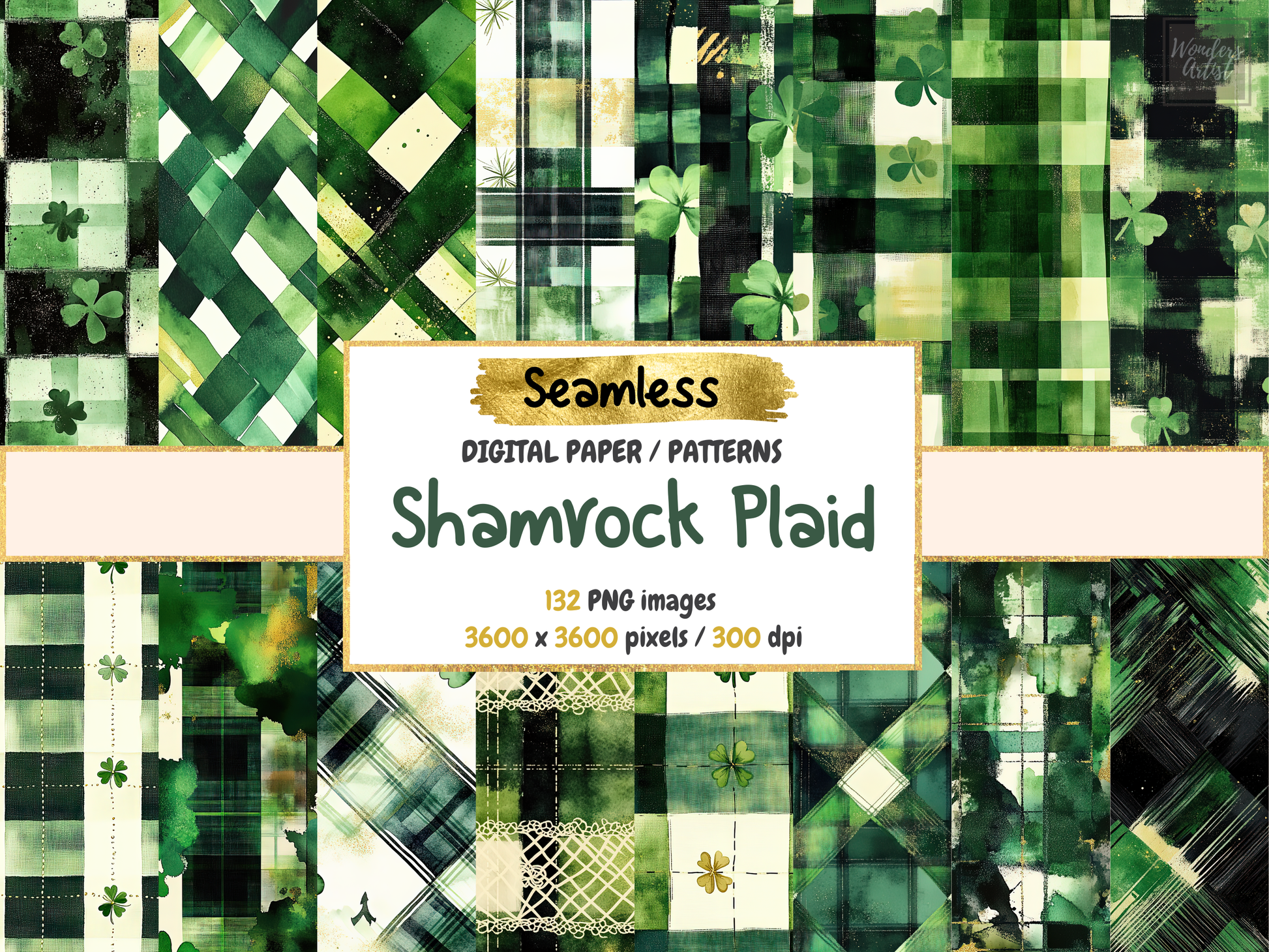 Shamrock Plaid Digital Paper