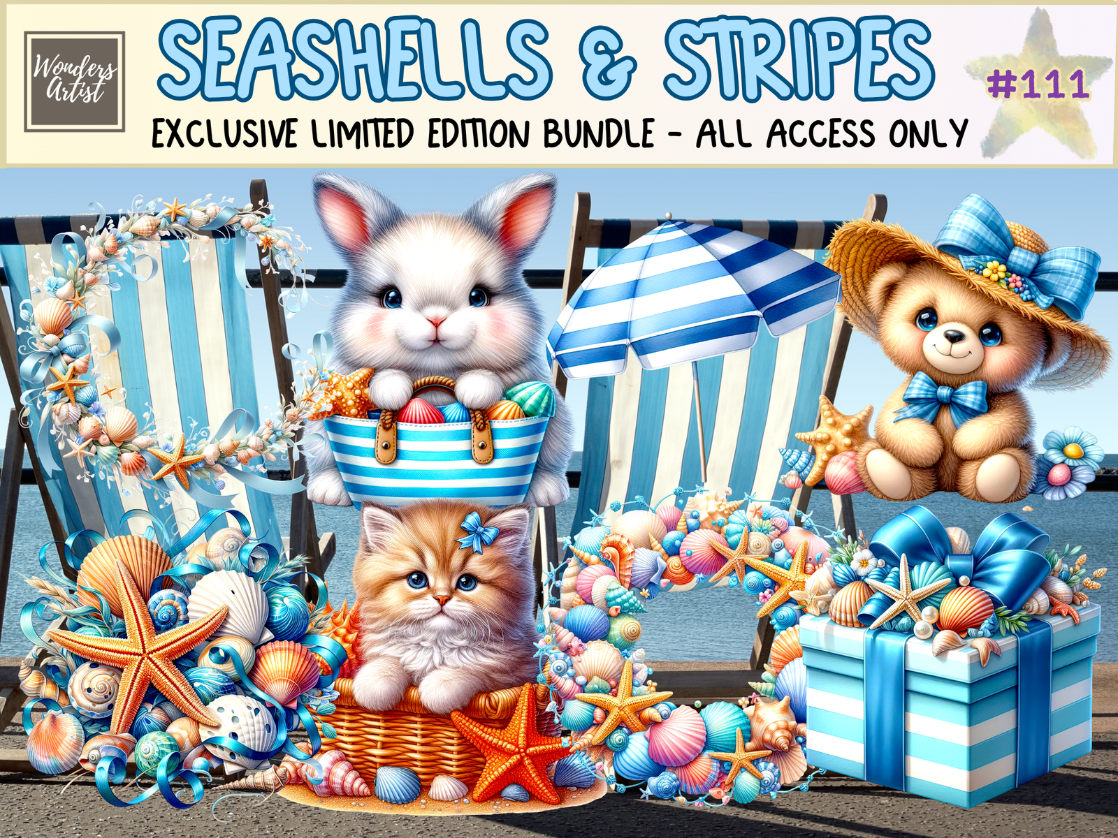Seashells & Stripes Clipart (LIMITED EDITION BUNDLE) image 1