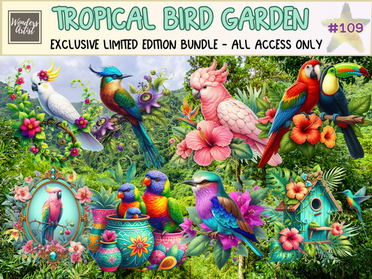 Tropical Bird Garden Clipart (LIMITED EDITION BUNDLE)