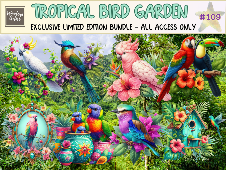 Tropical Bird Garden Clipart (LIMITED EDITION BUNDLE)