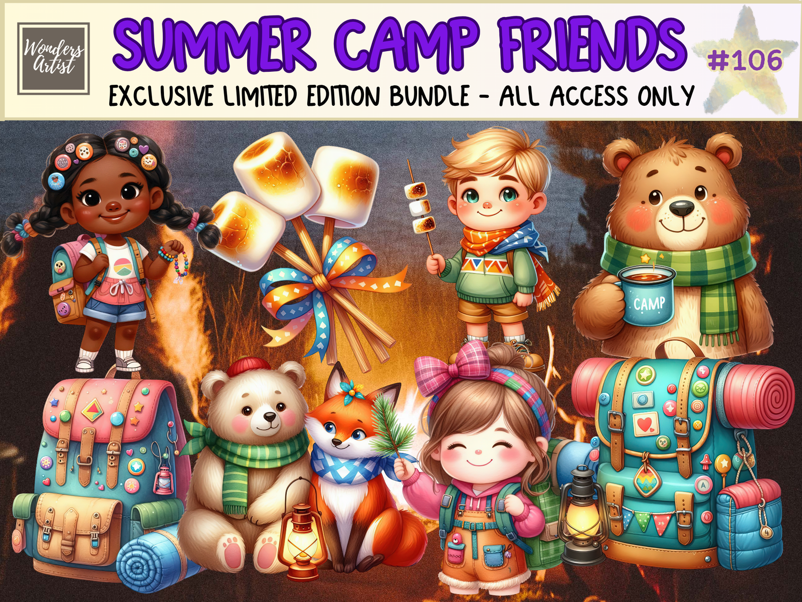 Summer Camp Friends Clipart (LIMITED EDITION BUNDLE) image 1