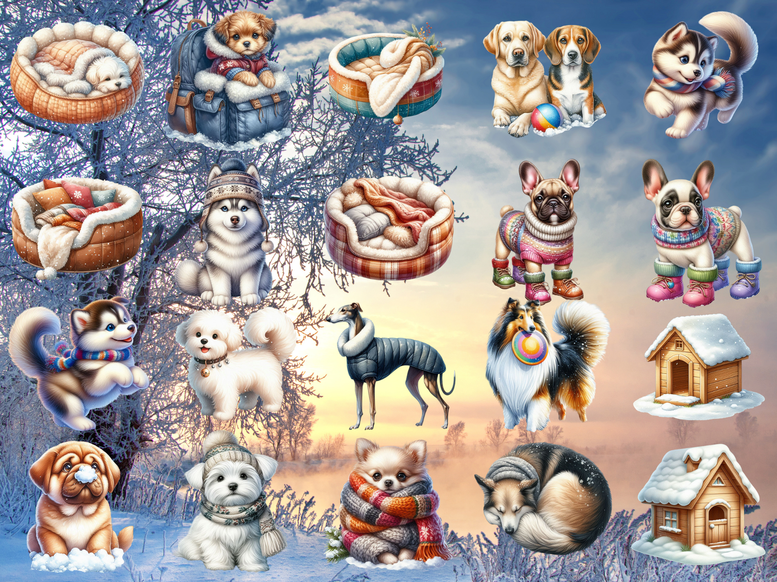 Winter Dogs Club Clipart (LIMITED EDITION) image 4