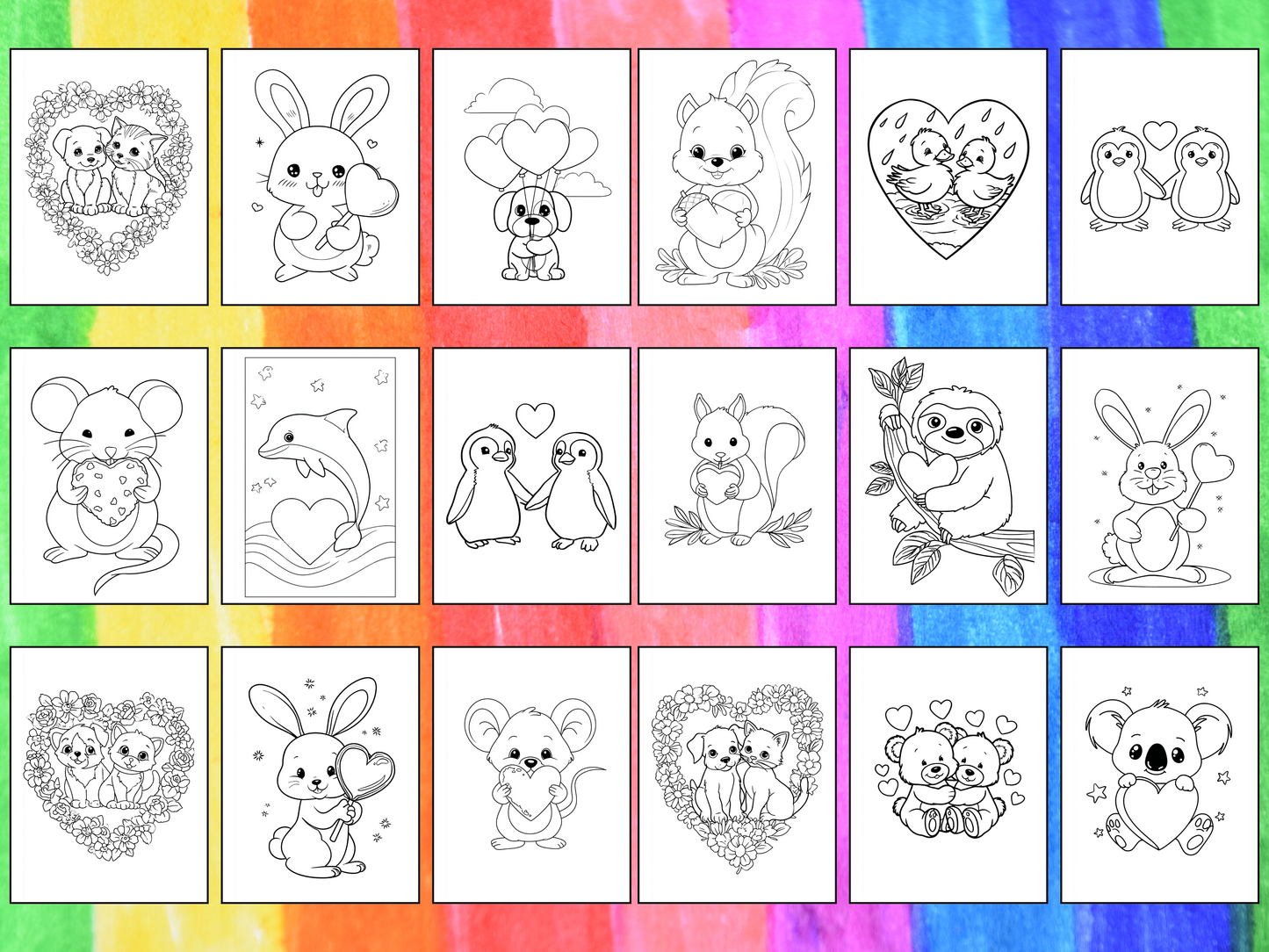 Valentine Animals coloring pages