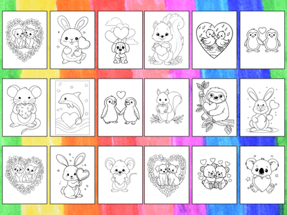 Valentine Animals coloring pages